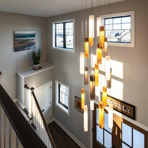 Custom Blown Glass Pendant Lighting Chandelier: A Radiant Fusion for High Ceilings and Stairways