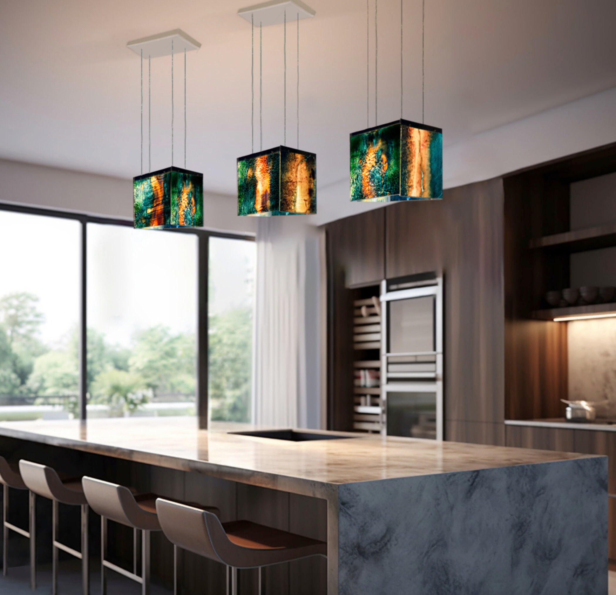 Stained glass island light deals