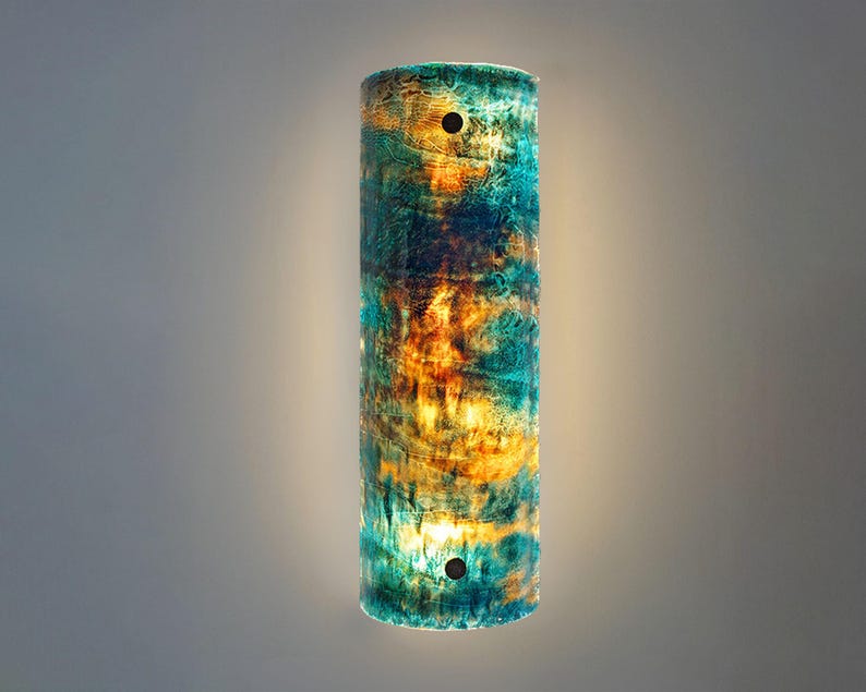 Unique Art Glass Wall Sconces Lighting. Stain Glass Panel Wall Lamp in 33 Art Glass colors to choose from. Original Stain Glass Art image 1