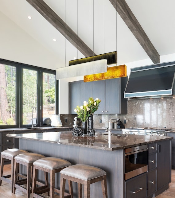 Modern Lighting. Linear Suspension Light. Large Pendant Light for
