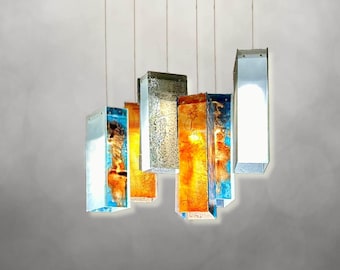 Unique Colorful Decor; Custom Chandelier for Dining Table Lights. Color Pendant Lights. 33 Stained Glass Colors Selection