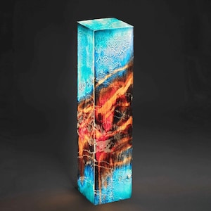 Standing Modern Hand-Blown Floor Lamp, Painted Decorative Sculpture, Contemporary Artisan Fixture for Elegant Ambient Rooms