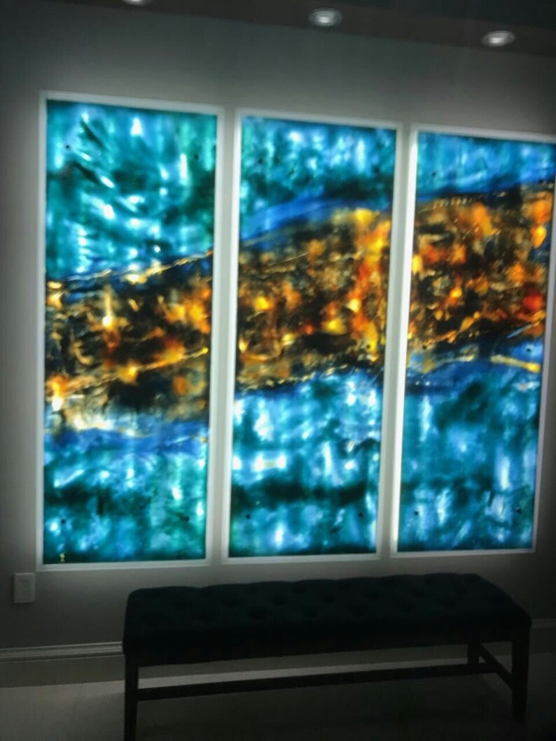 Stain Glass Wall Art Painting on Glass with Light. A Unique Etsy