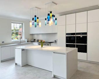 Coastal Lighting: Blue Glass Pendant Light for Kitchen Island Light  Fixtures for Kitchen Sea Glass Customized