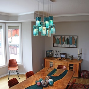 Large Pendant Light for Dine Lighting and Home Décor. Dining Room Lights, Ceiling Lamp, fully Customizable. Art Glass Light Fixture