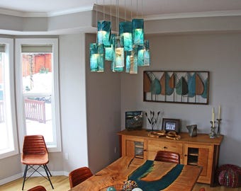Large Pendant Light for Dine Lighting and Home Décor. Dining Room Lights, Ceiling Lamp, fully Customizable. Art Glass Light Fixture