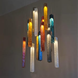 Glass Pendant Chandelier, Home Decor Lighting, Indoor Lighting, Modern Farmhouse Decor, Entryway Foyer Lighting, Personalized Home Lighting