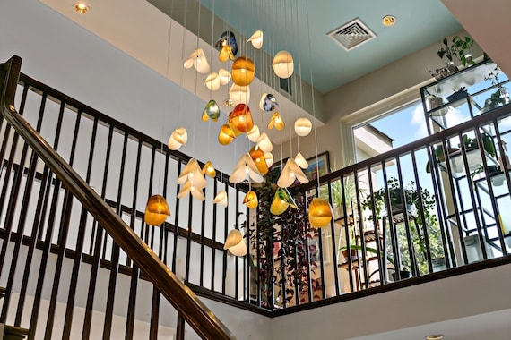Blown Glass Chandelier Lighting - Unique Custom Made Home Decor