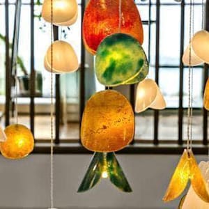 Blown Glass Chandelier: Rainbow Flower Pendant Light for Custom Home Decor