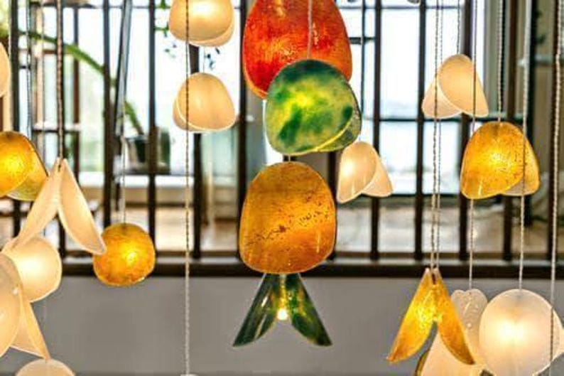 Blown Glass Chandelier: Rainbow Flower Pendant Light for Custom Home Decor