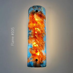 Unique Art Glass Wall Sconces Lighting. Stain Glass Panel Wall Lamp in 33 Art Glass colors to choose from. Original Stain Glass Art 105. Flame