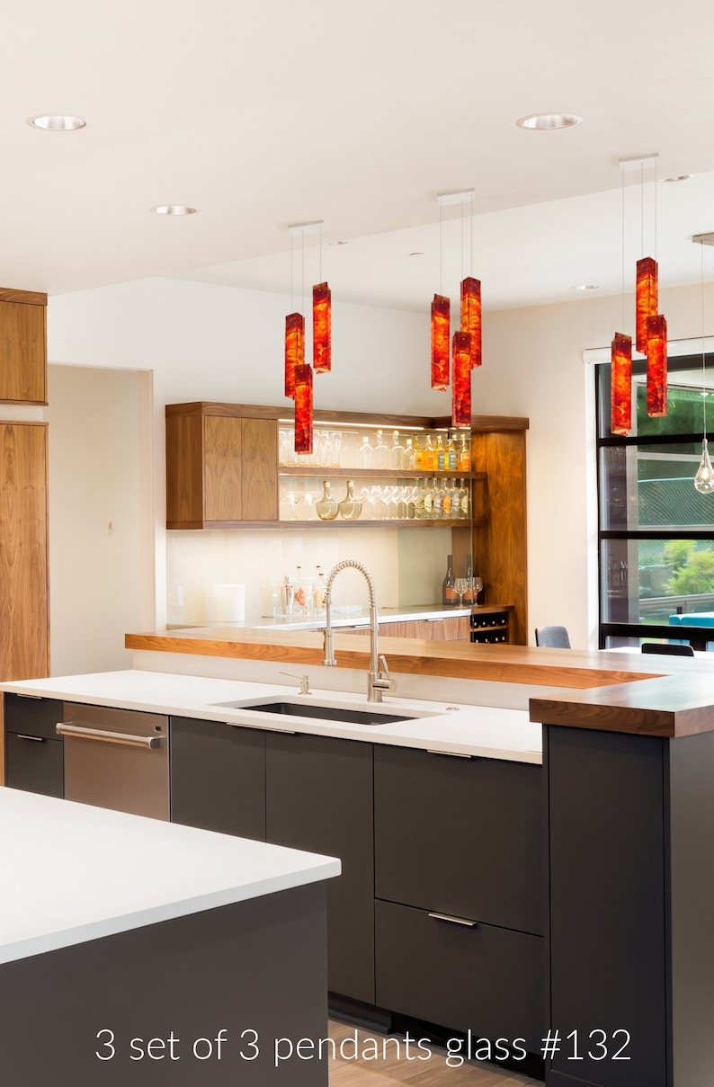 Kitchen Island Lighting. Blue Pendant Light for Kitchen Décor. Etsy