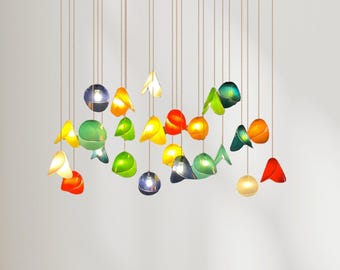 Blown Glass Chandelier I Glass Pendant Light I Colorful Chandelier I Hand Blown Glass I Custom Made
