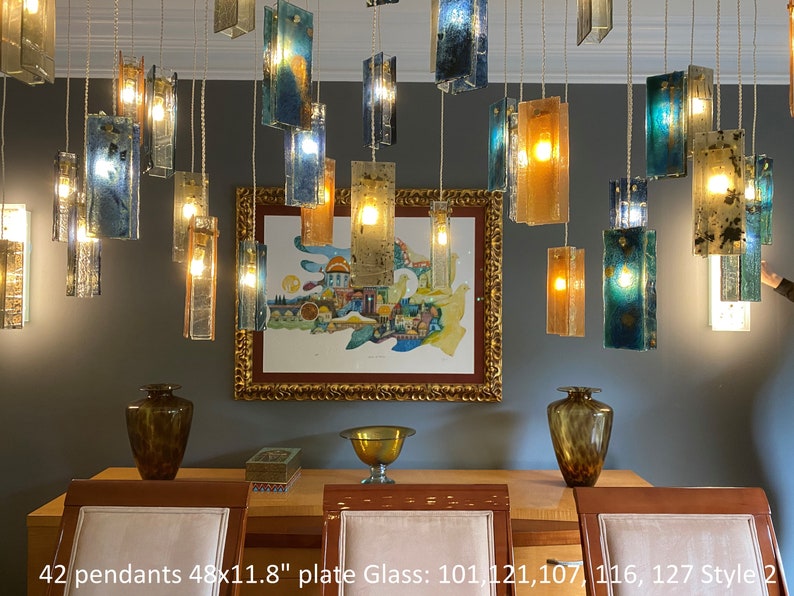 Glass Art for Room Decor: Hand-Blown Glass Chandelier I Colorful Murano Glass Pendant Light and Ceiling Art Hanging I Custom Light Fixture image 2