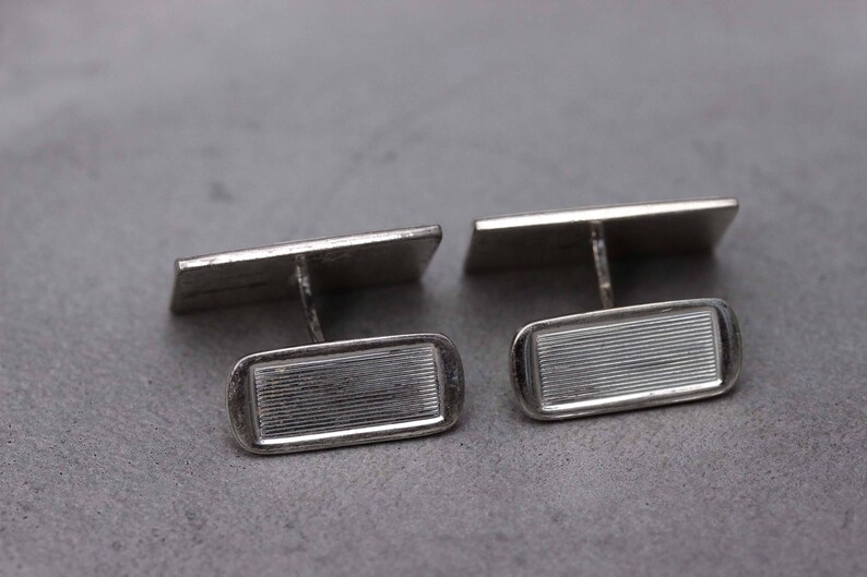 Scandinavian style HTI accessories Vintage mens gift Rectangle whale back cufflinks Modernist geometric design Silver 830 cufflinks