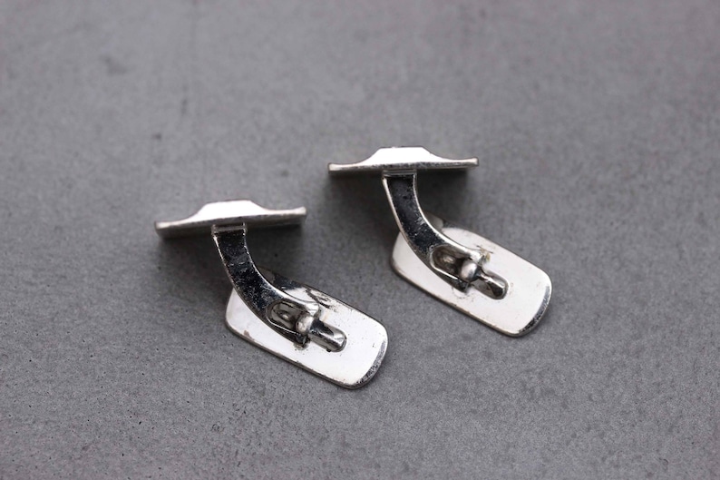 Scandinavian style HTI accessories Vintage mens gift Rectangle whale back cufflinks Modernist geometric design Silver 830 cufflinks