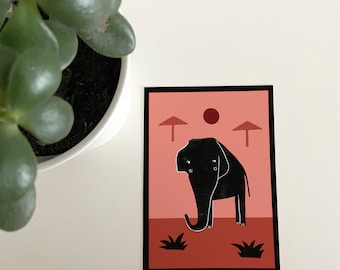 African Elephant Sunset Print