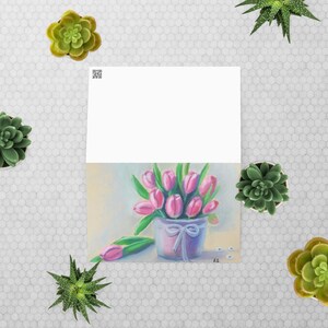 Greeting card,  Pink Tulips
