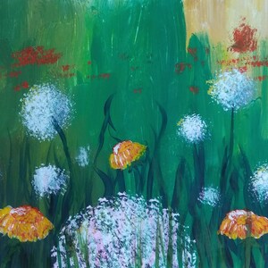 Blowball Gouache pittura su carta originale dipinto a mano dimensioni 26 x 19 cm (10 x 7 in) / arredamento camera da letto / riscaldamento della casa / pittura Flora
