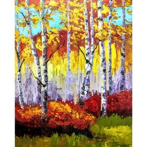Tablero de lienzo de pintura acrílica de otoño 40x50cm (16 x 20in / Pintura hecha a mano original / Regalo de arte de pared / Decoración de otoño / Decoración de pared de sala de estar