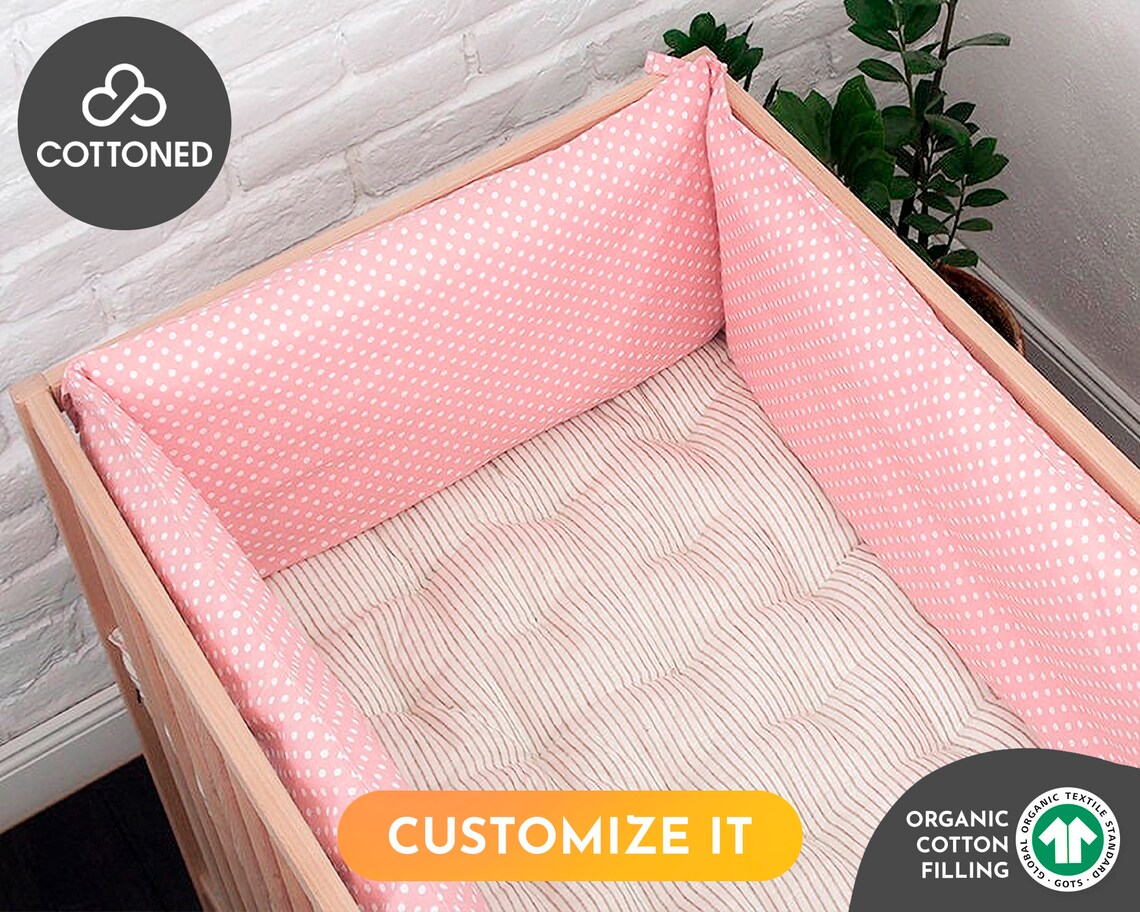 Cottonfilled Crib Bumper 100 Organic GOTS Certified Cotton Etsy