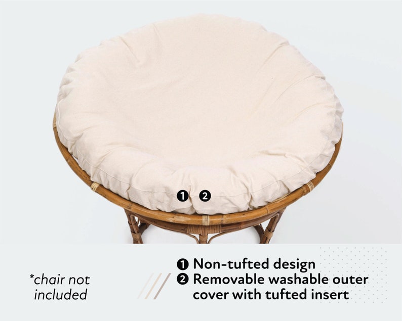 Coussin de chaise papasan personnalisé en coton bio avec housse lavable Ou couverture uniquement Toutes les tailles, formes et tissus sur demande image 6