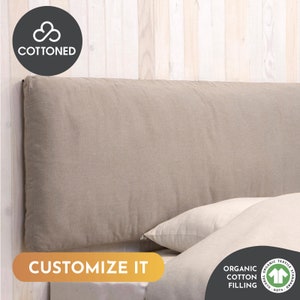 Custom Organic Cotton Headboard Cushion with Removable Cover | Any Custom Size, Shape and Fabric on Request