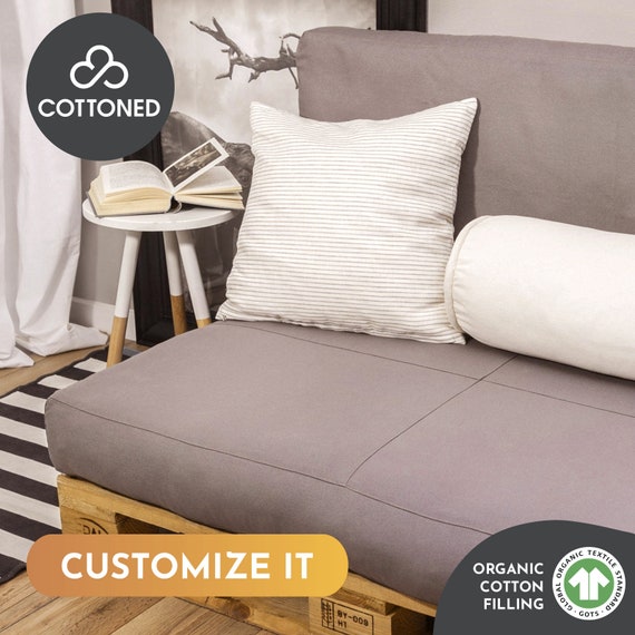 Cuscini per divano da 4 in cotone organico personalizzati con