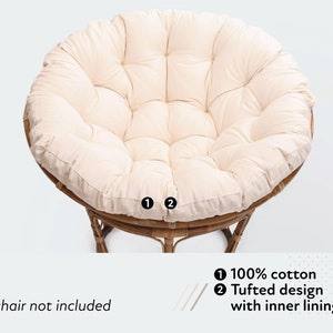 Coussin de chaise papasan personnalisé en coton bio avec housse lavable Ou couverture uniquement Toutes les tailles, formes et tissus sur demande image 7