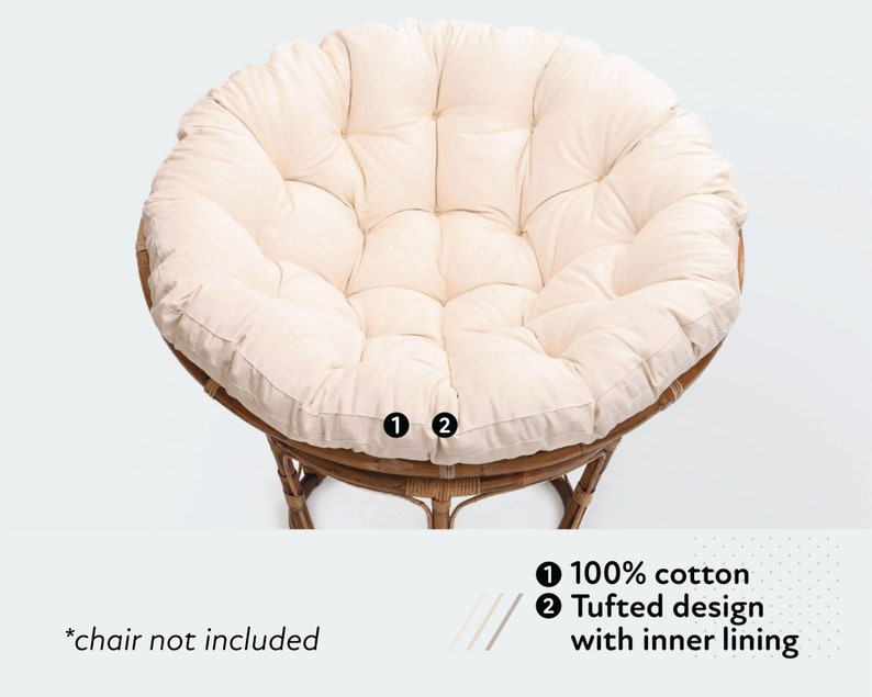 Coussin de chaise papasan personnalisé en coton bio avec housse lavable Ou couverture uniquement Toutes les tailles, formes et tissus sur demande image 7