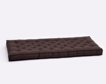 Organic Cotton 3'' Brown Tufted Cushion | 49 x 20 x 3"