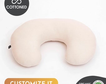 Almohada de lactancia de algodón orgánico personalizada con relleno de algodón orgánico y funda lavable orgánica, con certificación GOTS / Cualquier tamaño a pedido