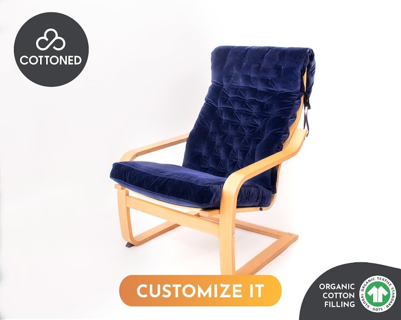 Organic Cotton Poang Chair Cushion With Washable Seat Cover / Etsy