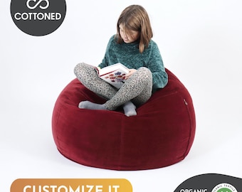 Puf de algodón orgánico personalizado con funda extraíble / Cualquier tamaño, forma y tela personalizados a pedido