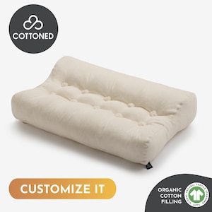 Custom Organic Ergonomic Pillow with 100% Organic Cotton Filling | GOTS Certified | Any Size on request