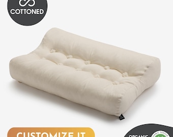 Custom Organic Ergonomic Pillow with 100% Organic Cotton Filling | GOTS Certified | Any Size on request