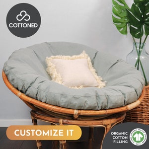 Coussin de chaise papasan personnalisé en coton bio avec housse lavable Ou couverture uniquement Toutes les tailles, formes et tissus sur demande image 1