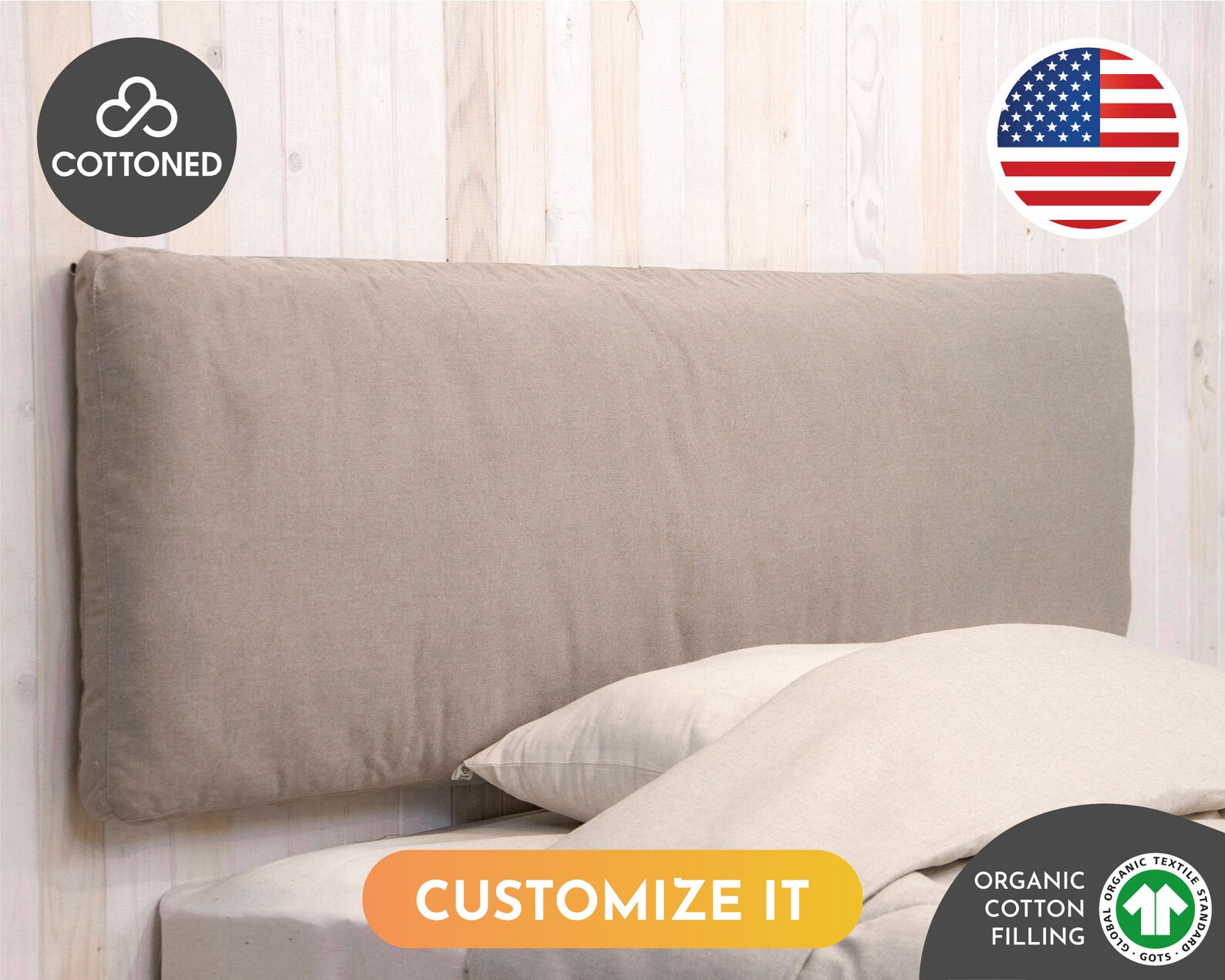 Headboard Cushion with Removable Cover Filled with Organic Etsy