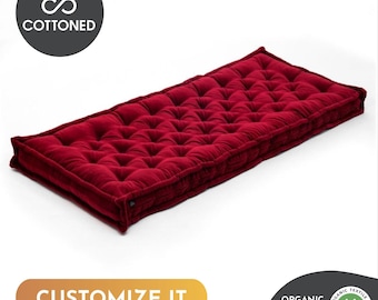 Custom Organic Cotton 4" Cushion | Tufted | Any Custom Size and Fabric on Request