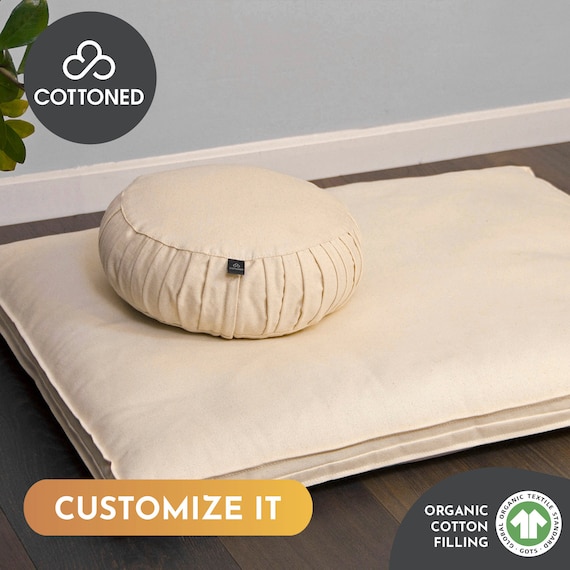 Coussin de tête de lit en coton biologique personnalisé Touffeté  Personnalisable Taille, Forme et Tissu sur Demande -  France