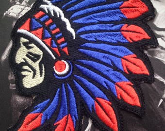 Indian Headdress Patch Vintage Classic Embroidered Sew On Patch 1 12 Round Native American Indian Chief