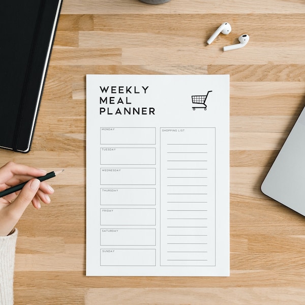 Printable Weekly Meal Planner - A4 - Minimalist Style - Plan Your meals - Print Off At Home - Instant Download - 3 Layouts Included