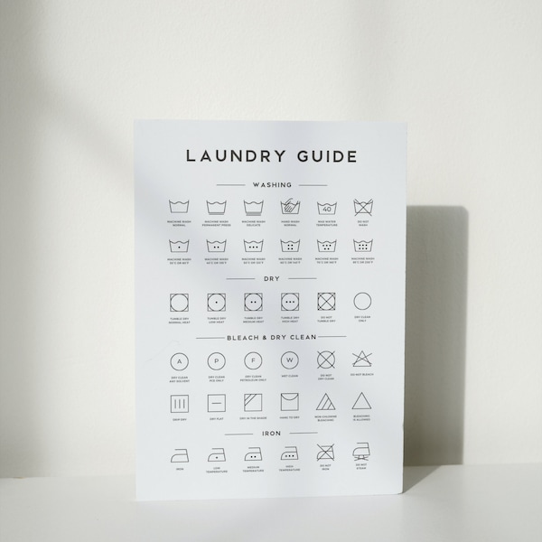 Minimalist Laundry Guide - Printable Laundry Symbols Art (Digital Download)