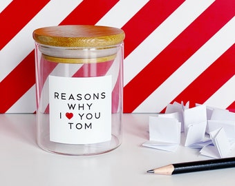 Personalised Reasons Why I Love You Jar - Romantic Gift For Someone Special - Your Choice Of name - Wedding - Anniversary - Valentine's Day