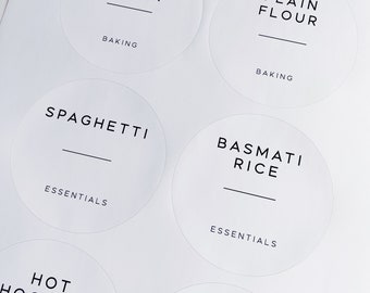7.5cm Round White Minimalist Font Custom Labels - Waterproof - Personalised Organisation - Kitchen - Pantry - Fast Dispatch & FREE Delivery
