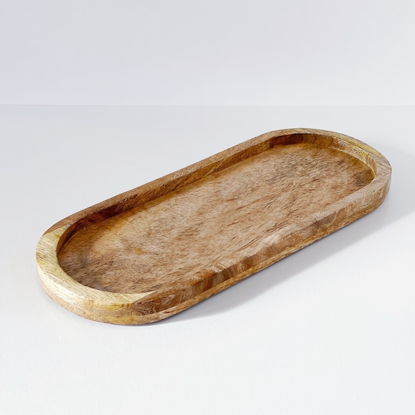 Mango Wood Accessory Tray - Great For Kitchen & Bathroom Bottles