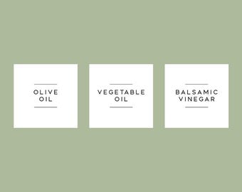 Set Of 3 Labels - Olive Oil, Vegetable Oil & Balsamic Vinegar - Choice Of sizes