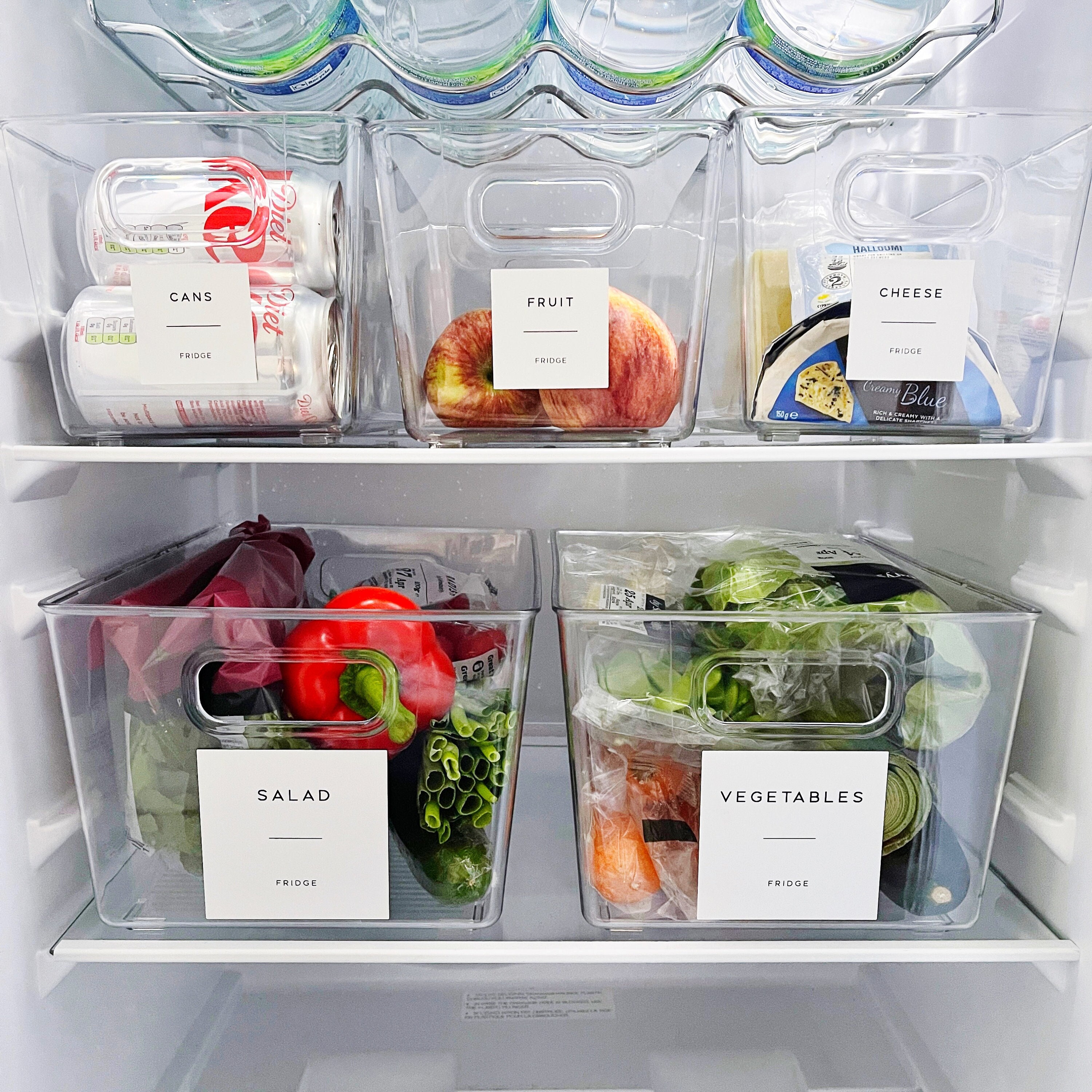 Reusable Fridge Storage Container With White Personalised Waterproof  Minimalist Label Choices of Sizes Fridge Organisation Low Stock 