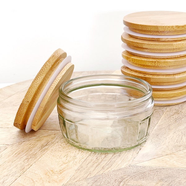 Airtight Bamboo Lids For Gu Lidl Aldi Dessert Pots - Upcycle Your Jars And Glass Pots - Storage Jar Lids - No Jar Included