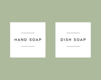 Set Of 2 Labels - Hand Soap & Dish Soap - Choice Of sizes